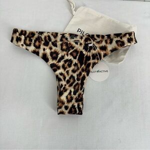 Pilot Active Large Mid High Waist Cheeky Leopard Print Sexy Bikini Bottom NEW